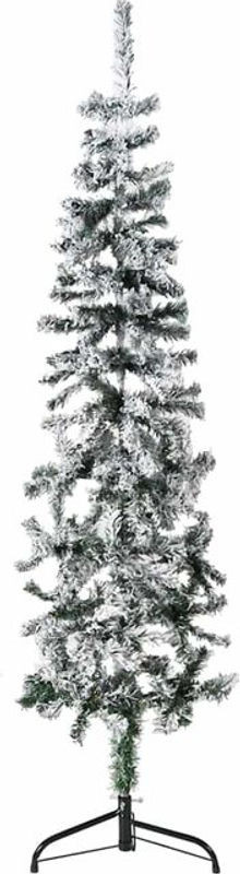 Vidaxl Künstlicher Halb-Weihnachtsbaum mit Schnee in Grün und Weiß, Höhe: 150 cm - Bild 1