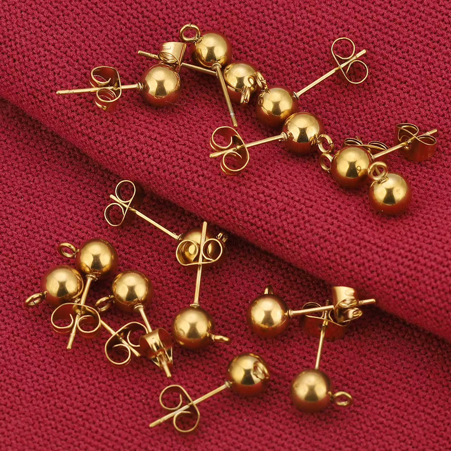 Alisaya Ohrstecker Edelstahl, runde Kugel, 4 5 6 8 mm, Unisex - Bild 4