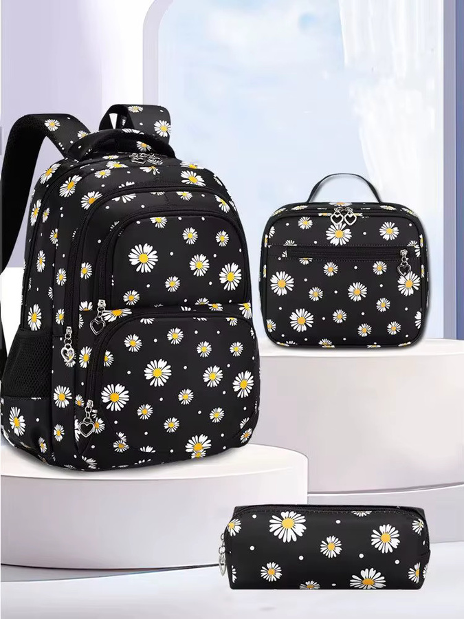 3-teiliges Schultaschen-Set für Mädchen mit Rucksack, Lunchbox und Federmäppchen in Blau und Schwarz - Bild 6