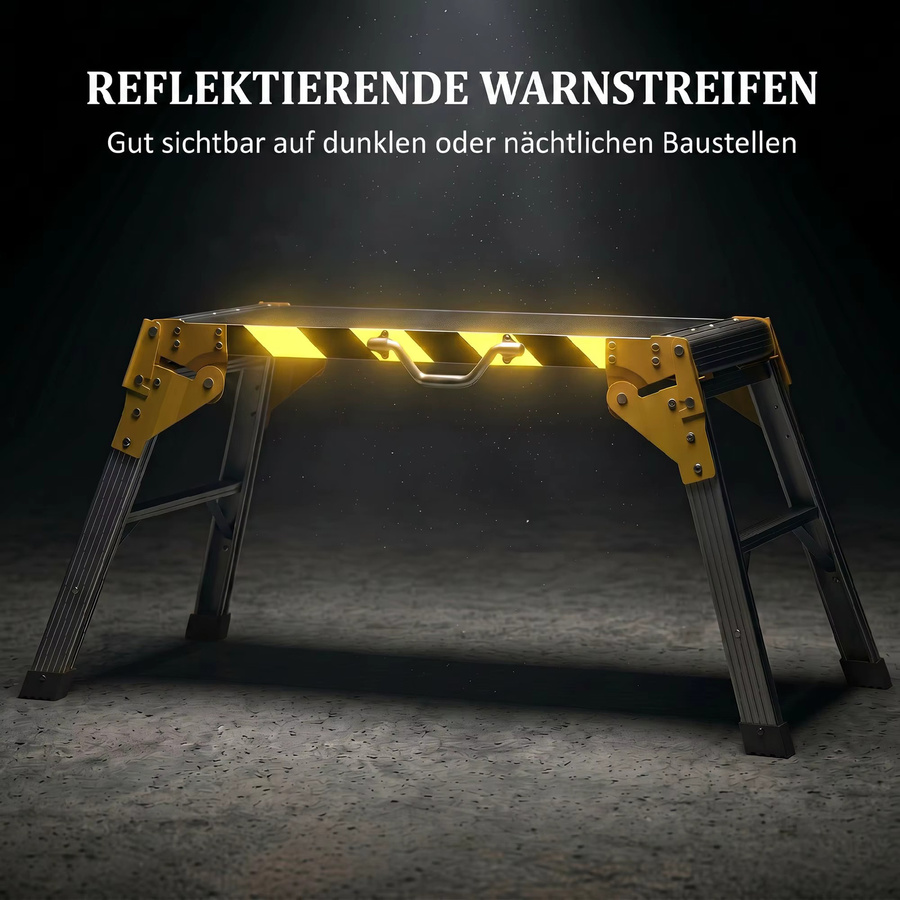 HOMCOM Arbeitsplattform Werkbank aus Aluminium, klappbare Arbeitsbühne in Silber, Belastbarkeit bis 150 kg, B/T/H: 110 x 32 x 50 cm - Bild 7