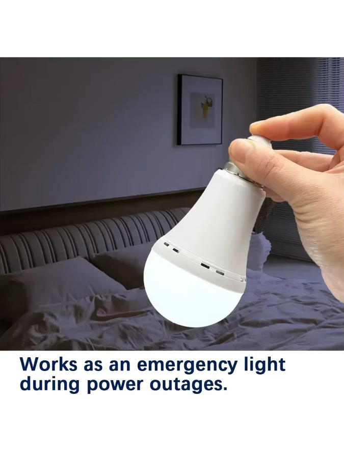 Wiederaufladbare LED Notfall-Glühbirne E27 7W 220V mit 1500mAh Akku in Weiß - Bild 6