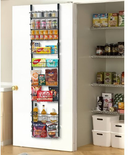 VEVOR Vorratsschrank Speisekammer-Organizer aus Stahl, 9-stufiges Gewürzregal zum Aufhängen oder Wandmontage mit verstellbaren Regalen, Schwarz - Bild 1