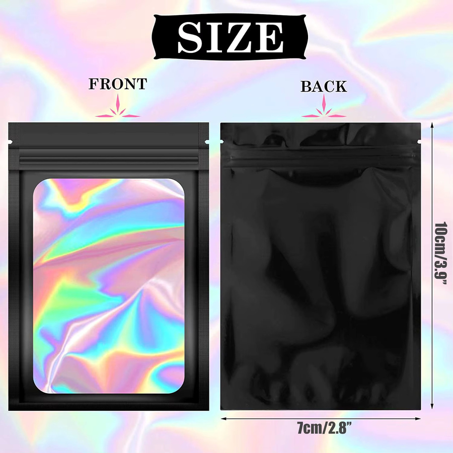 50 Stück versiegelbare Mylar-Beutel aus Kunststoff, geruchsdicht und transparent, Farben: Pink und Schwarz - Bild 2