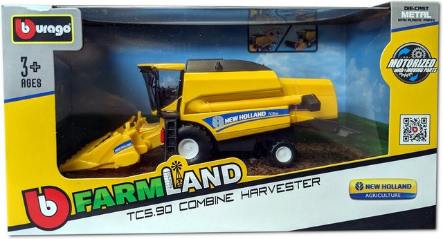 Bburago New Holland Mähdrescher TC5.90 für Mais, Spielzeugmähdrescher Modell, Gelb - Bild 1
