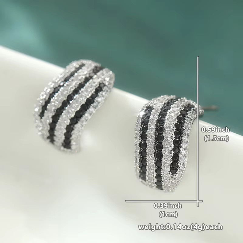 YoYo Ohrstecker, synthetische weiße und schwarze kubische Zirkonia, Damen - Bild 4