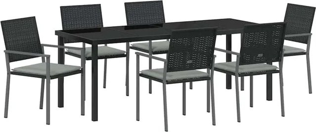 vidaXL Garten Essgruppe 7-teilig aus Poly Rattan und Glas in Schwarz und Anthrazit - Bild 1