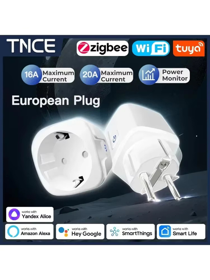 TNCE Smart-Steckdose mit Leistungsmonitor, WLAN und ZigBee 3.0, weiß, kompatibel mit Alexa, Google Home und Alice - Bild 4