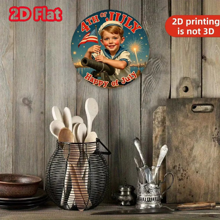 Potdemiel Vintage-Metallschild rund, wetterfeste Wandkunst in Multicolour, Durchmesser: 20 cm - Bild 5