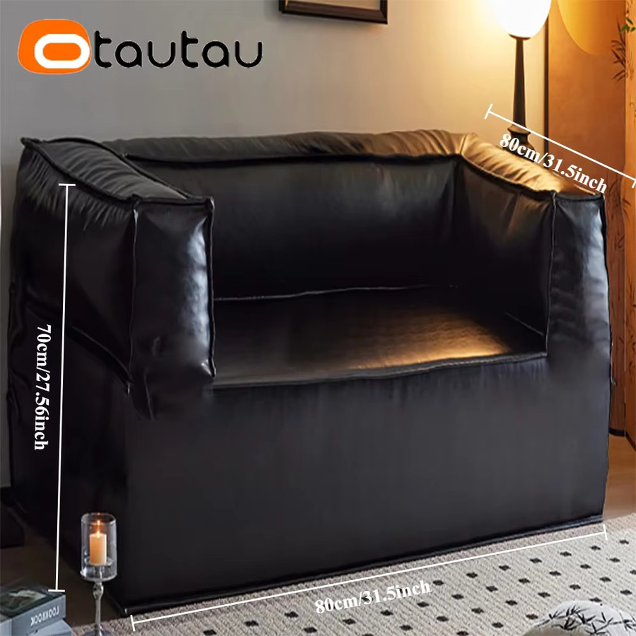 OTAUTAU 2-Sitzer Sitzsackbezug aus Kunstleder in Schwarz, Modell SF404 - Bild 4