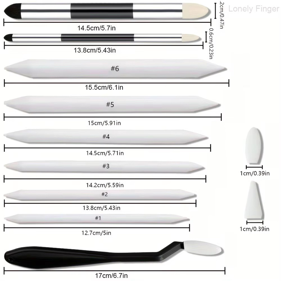 Lonely Finger 30 Stück Mischstümpfe und Papierkunstmixer Set mit Wischschaber und Reibschwamm für Skizzen und Zeichnungen in Weiß - Bild 2