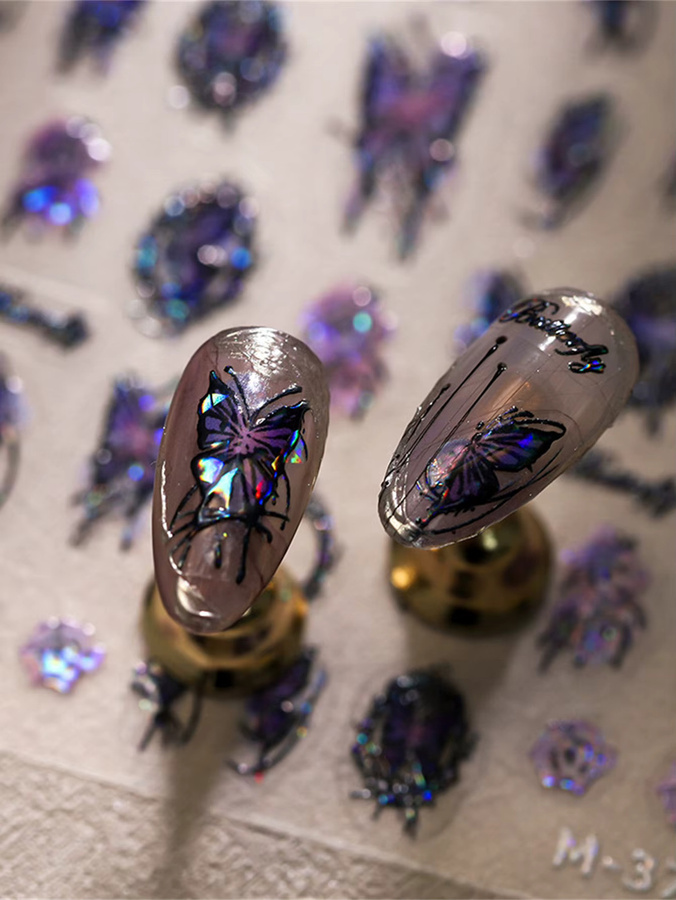 NAILFYOU Nail Art Aufkleber, schwarz, glänzend, Schmetterling - Bild 2