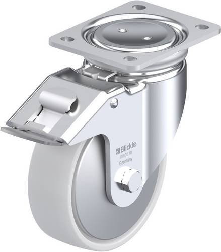 Blickle Lenkrolle LU-PO 150G-FI-FA mit Feststeller in Silber und Weiß, Rad-Durchmesser: 150 mm, Tragfähigkeit: 400 kg - Bild 1