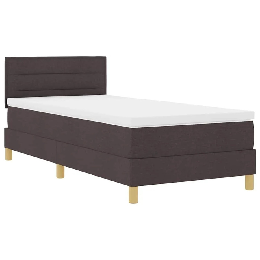 vidaXL Boxspringbett mit Matratze Dunkelbraun, Hybridbett mit Taschenfederkern aus Stoff, B/T/H: 90 x 200 x 140 cm - Bild 2