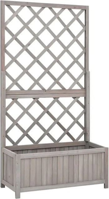 DELUKE Rankkasten Gartenspalier MALO aus massivem Tannenholz mit Blumenkasten und Rankgitter, Grau, H x B x T: 135 x 70 x 30 cm - Bild 1