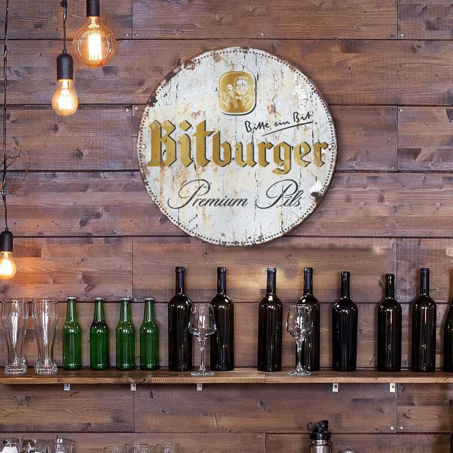 Bitburger Premium Beer Vintage Aluminium Metallschild Wandkunst Dekor B/H: 20 x 20 cm - Bild 4