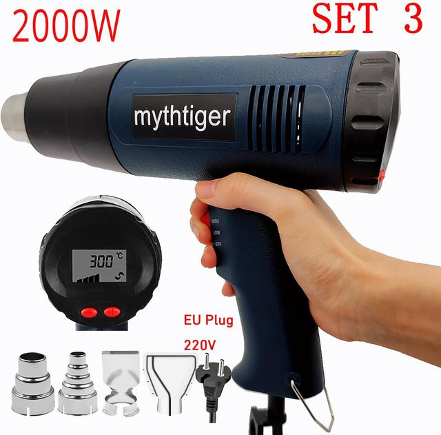 Mythtiger Tragbare Heißluftpistole mit variabler Temperatur in Blau/Schwarz - Bild 1