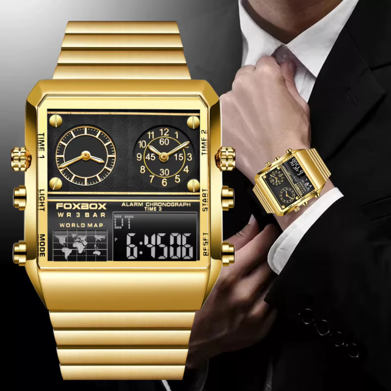 Lige Chronograph, Quarz, Edelstahl, Eckig, Silber, Herren - Bild 6