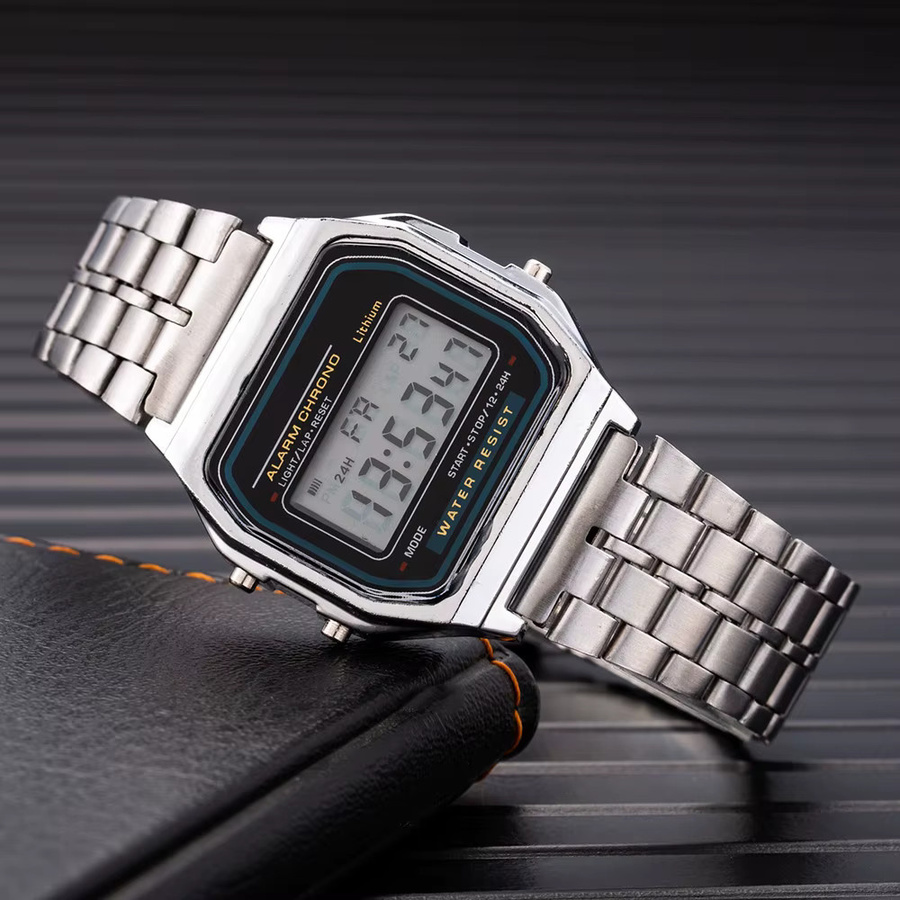 BINBOND Digitaluhr, Kunststoff, Schwarz, Gold, Vintage, Unisex - Bild 3