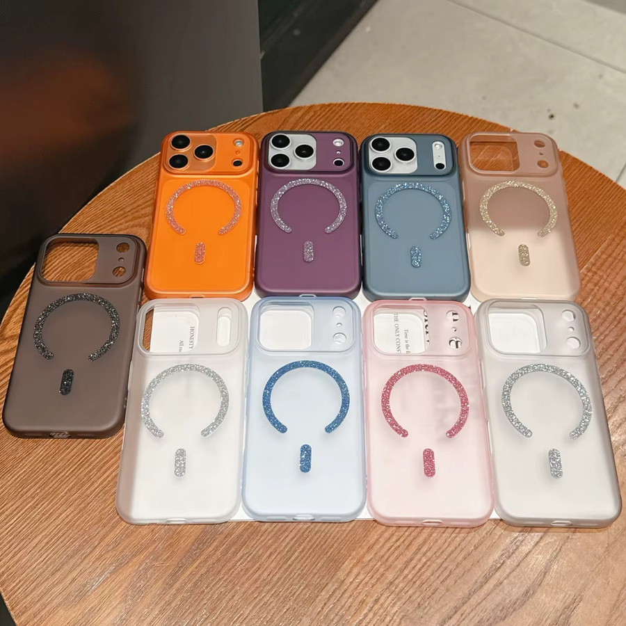 Mattierte transparente Glitzer-Magnethülle für Apple iPhone 17, 16, 15, 14, 13, 12 Pro Max Plus mit MagSafe Wireless Charging Kompatibilität in Weiß - Bild 3