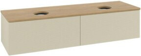 V&B Waschtischunterschrank Antao mit Frontstruktur und Beleuchtung in Eiche Honig braun beige lackiert, B: 160 cm, T: 50 cm - Bild 1