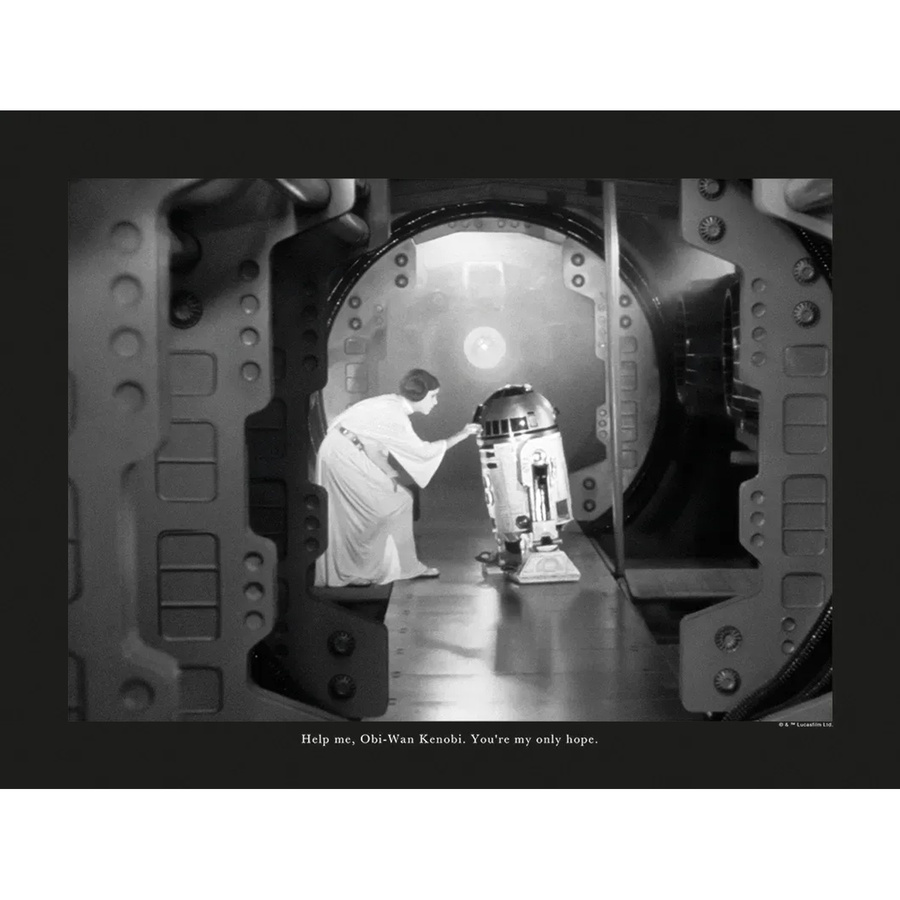 Komar Wandbild Star Wars Leia R2D2 Quote in Schwarz-Weiß, B/H: 40 x 30 cm - Bild 2