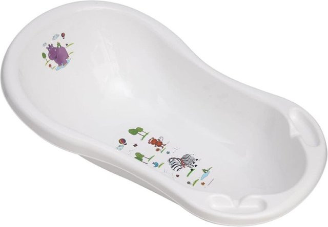 Lorelli Babybadewanne Hippo in Weiß mit Ablagefächern und ergonomischer Form, Länge: 84 cm - Bild 1