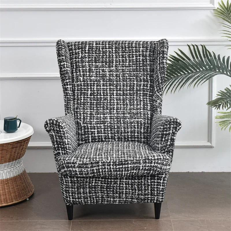 Yiran Furniture Ohrensesselbezug aus Stretch-Spandex mit Kissenbezug, Geometrisches Floral-Design, Mehrfarbig - Bild 2