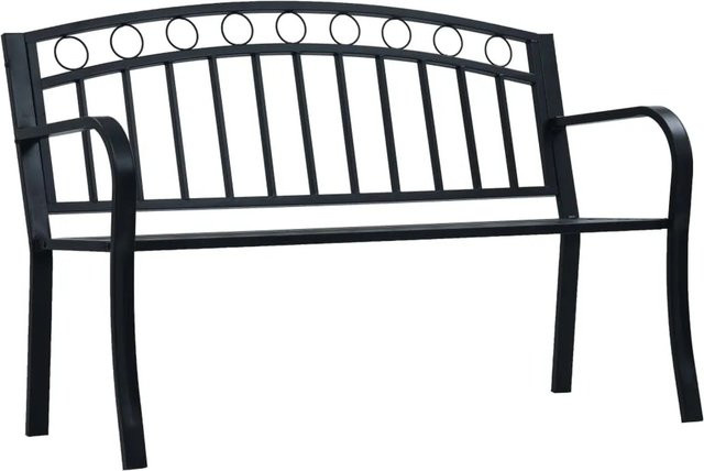 furnicato Gartenbank aus Stahl mit Armlehnen in Schwarz, B/T/H: 125 x 53 x 84 cm - Bild 1