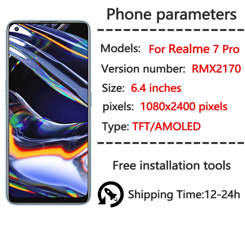 Oppo Realme 7 Pro LCD-Display Ersatz mit Touchscreen-Digitizer-Baugruppe in Schwarz (Modell RMX2170) - Bild 2