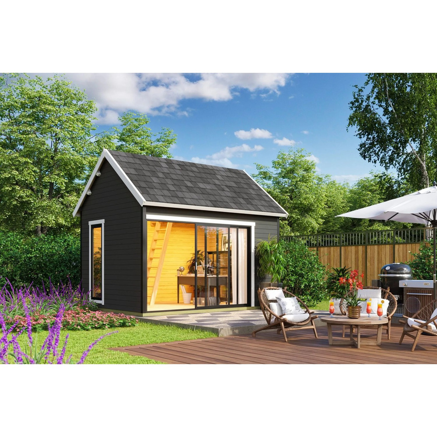 Lasita Gartenhaus Maja Murano mit Satteldach in Carbongrau, B/H/T: 430 x 364,8 x 336,1 cm - Bild 2