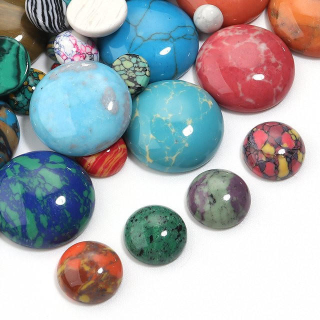 Louleur Cabochon-Perlen, synthetisch, türkisfarben, rund, 6-20 mm - Bild 1