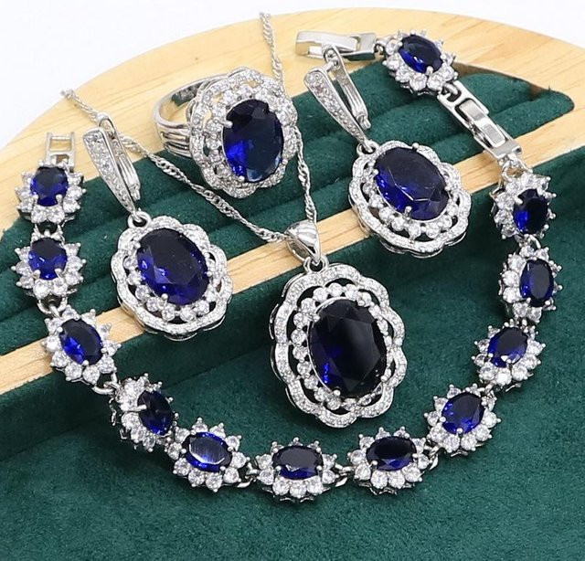 YIRAN Jewelry 5 Schmuckset, Zirkon, grau, Unisex - Bild 1