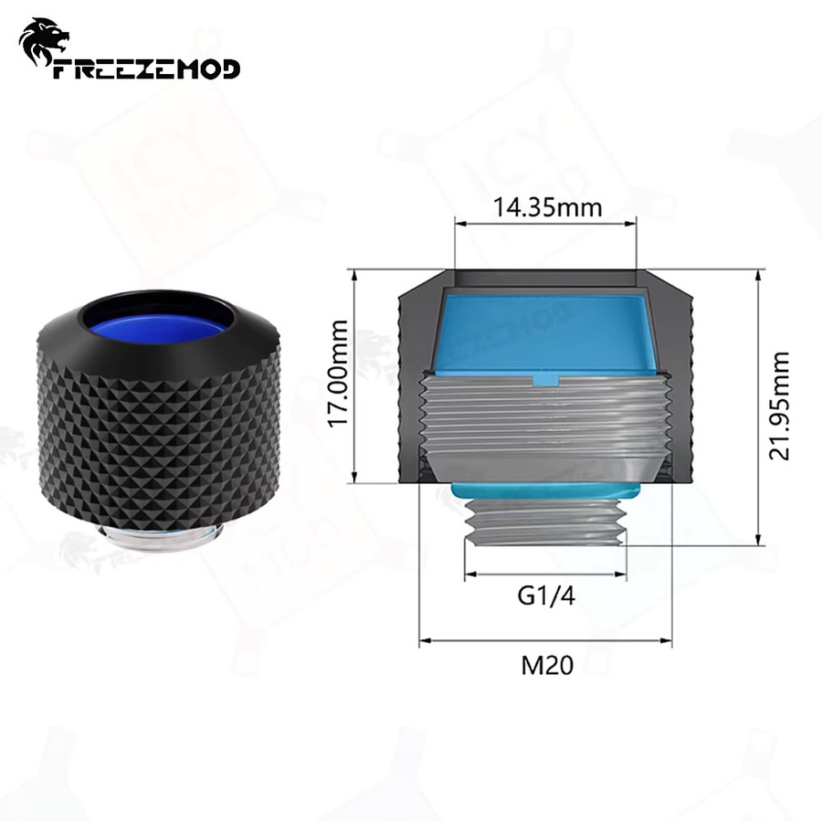 Freezemod OD14mm Harte Rohrverschraubungen Silikon Anti Drop Rohrhülse für Computer Wasserkühlung in Schwarz - Bild 2