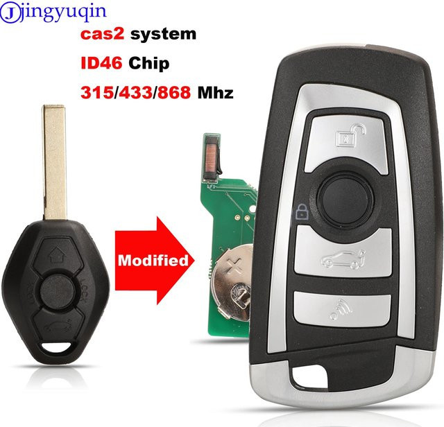 Jingyuqin Modifizierte Auto Fernbedienung mit PCF7953 ID46 Chip für BMW CAS2 1 3 5 6 Serie E93 E60 Z4 X5 X3 HU92 in Schwarz - Bild 1