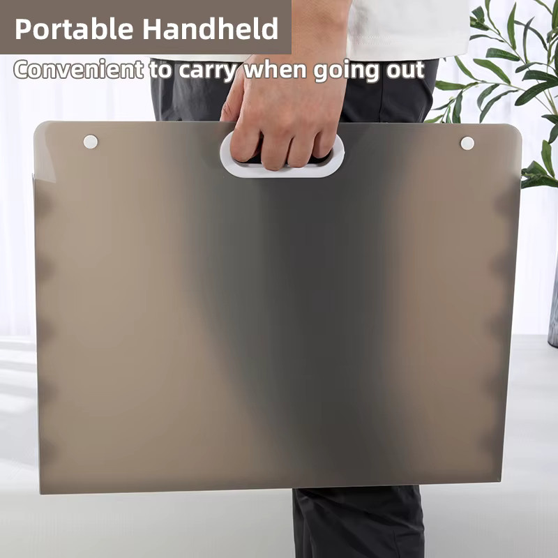 KOBEST Kunst-Portfolio-Tasche in Braun mit wasserdichtem Kunststoff und Snap-Verschluss für Skizzenpapier und Dokumente - Bild 3
