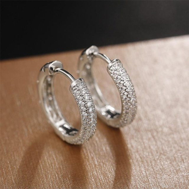 YIRAN Jewelry Creolen, Kupfer, Silber, Zirkonia, Damen - Bild 1