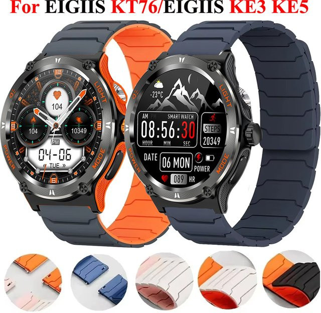 EIGIIS Uhrenarmband Silikon, Magnetisch, 22 mm, Schwarz, Unisex - Bild 1