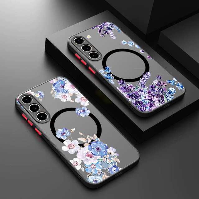 Magnetische Handyhülle mit Blumenmuster für Samsung Galaxy S26 S25 S24 S23 Ultra S25 S24 FE A17 A37 A56 A55 A36 A16 in Schwarz und Multicolour aus Acryl - Bild 1
