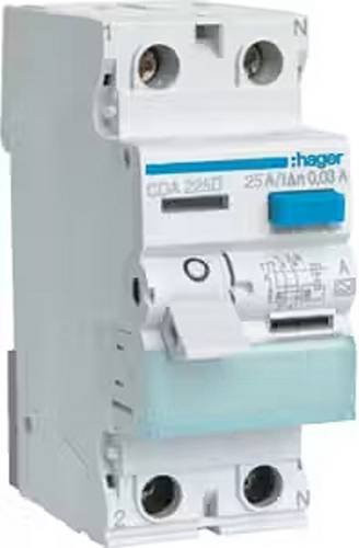 Hager Fehlerstrom-Schutzschalter CDA225D 3polig 25A 0,03A 250V - Bild 1