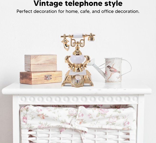 Aramox Vintage Tischlampe in Gold/Messing mit Weckerfunktion und Metallgehäuse - Bild 1