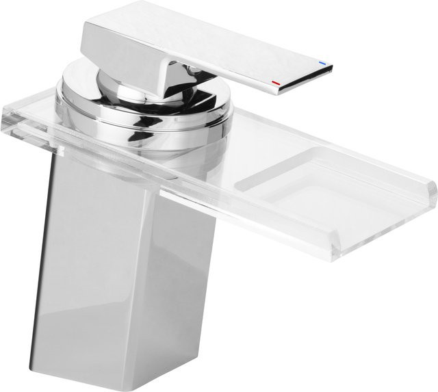 LIVARNO HOME LED-Waschtischarmatur mit Wasserfall-Auslauf und schwenkbarem Auslauf in Chrom - Bild 1