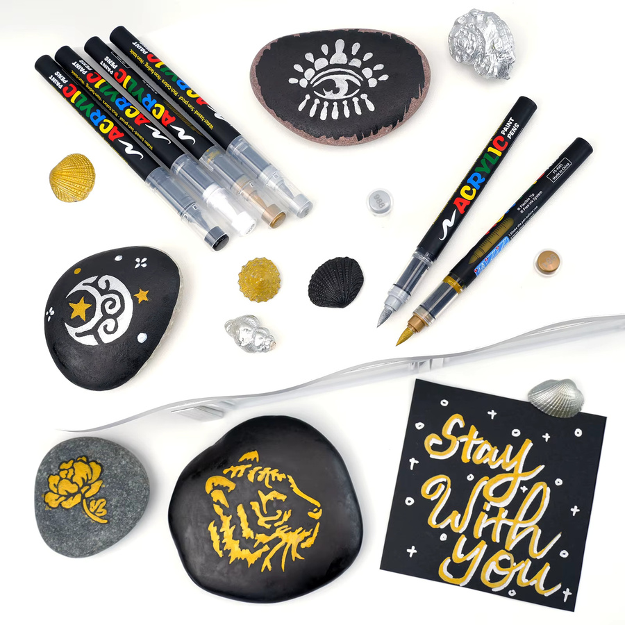 12er-Pack Flüssig-Acrylmarker Set in Gold und Silber für Kunstzeichnung und DIY-Bastelarbeiten - Bild 5