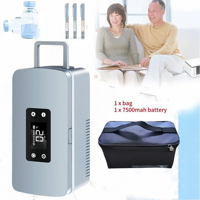 USB-Insulin-Kühlschrank BarraDent Mini-Medizin-Kühlbox mit 7500-mAh-Akku und Tasche in Grau - Bild 1
