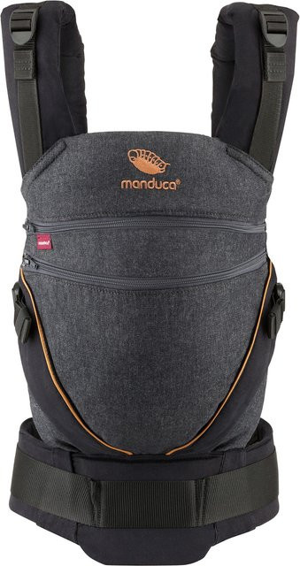 Manduca XT Babytrage aus Baumwolle in Denimblack Toffee mit 3 Tragepositionen - Bild 1