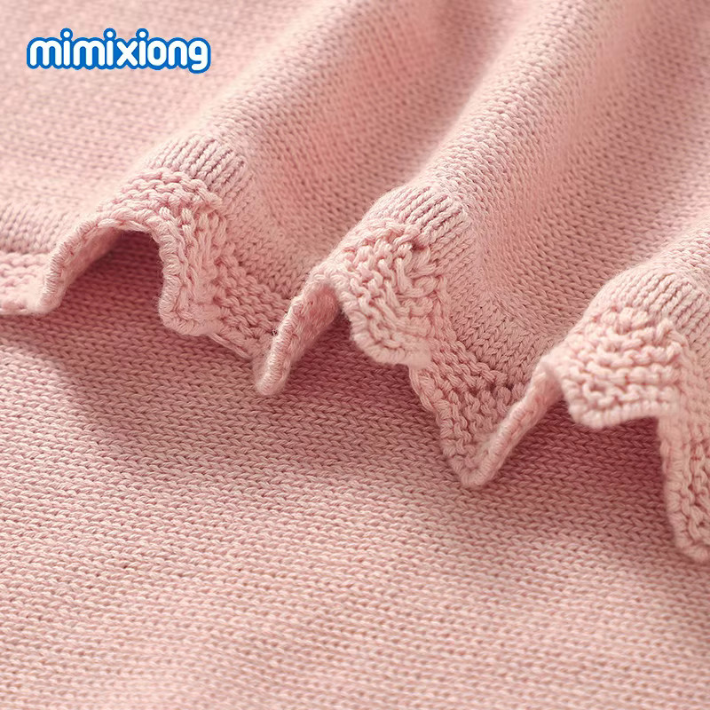 Mimixiong Strickdecke für Babys und Neugeborene, kariert, atmungsaktiv, B/T: 90 x 70 cm - Bild 2