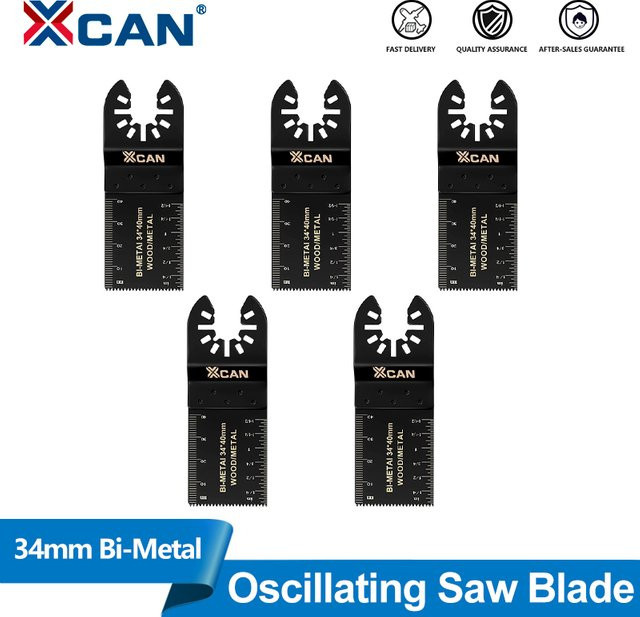XCAN Oszillierende Sägeblätter mit Schnellspanner für Holz, Kunststoff und Metall, B: 40 mm, H: 34 mm - Bild 1
