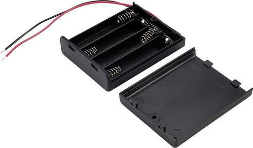 TRU COMPONENTS Batteriehalter SBH441A für 4x Micro AAA Batterien mit Kabel in Schwarz - Bild 1