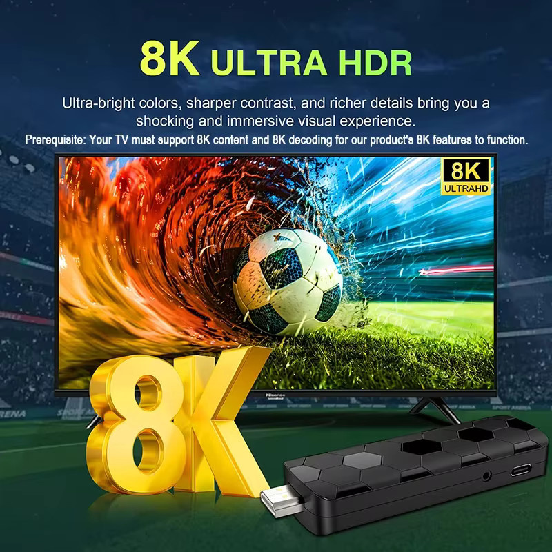 Android 16 R3+ 8K Ultra HD TV-Stick mit Dual-UI-Schnittstelle, Dual-WLAN 2,4G/5,8G, 8GB+128GB und RK3518 Quad-Core Mediaplayer in Schwarz - Bild 3