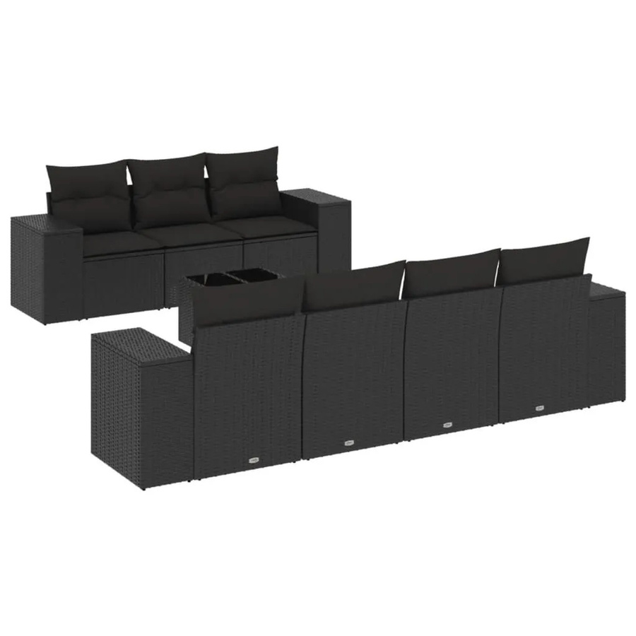 vidaXL 8-teilige Garten-Sofagarnitur aus Polyrattan mit Kissen in Schwarz - Bild 2