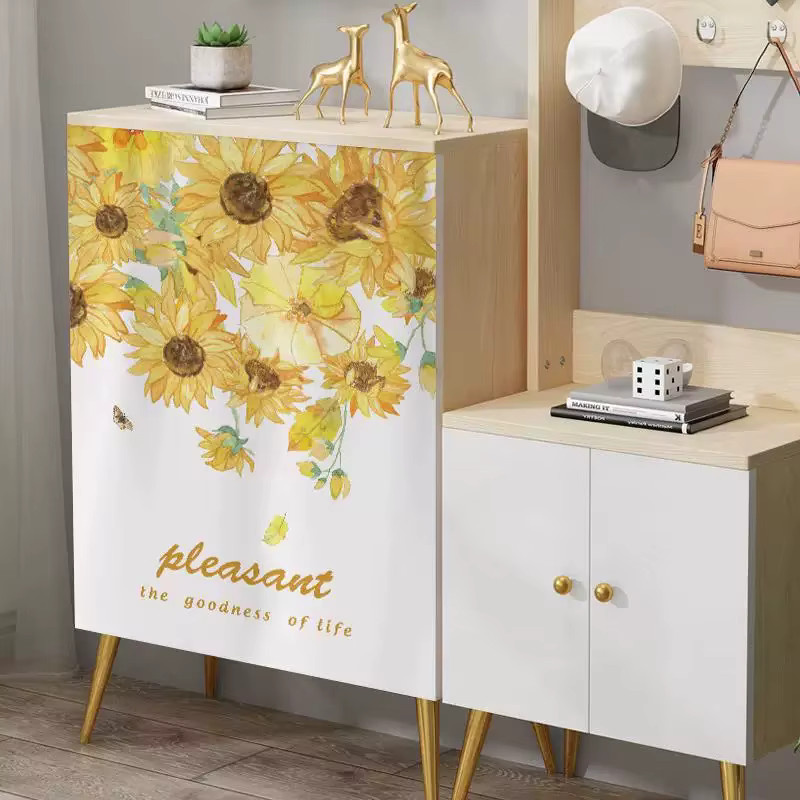 VIKAMA Fresh Style Abdeckvorhang für Schuhschrank und Kleiderschrank mit floralem Design in Multicolour, Staubdichter Vorhang ohne Bohren - Bild 1